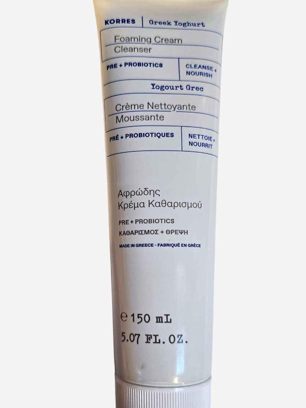 Korres Foaming Cream Cleanser - White with Blue Print
